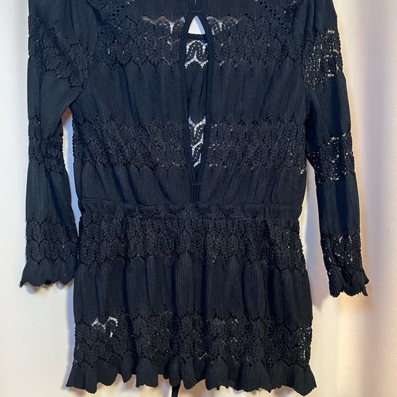 Free People Black Ruffled Tie Front Blouse - Picture 5 of 8